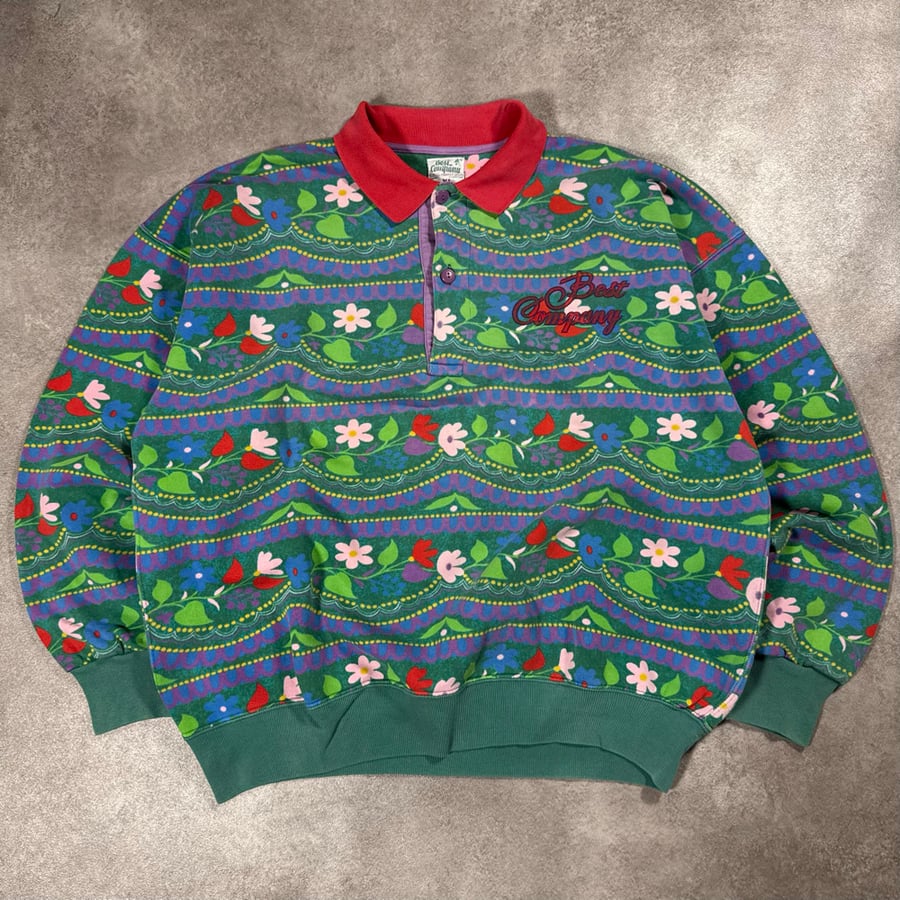 Image of 1980s Best Company 1/4 Button Up Sweatshirt, Size Large