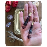 Image 2 of Solid Brass and Fluorite Drop Earrings 
