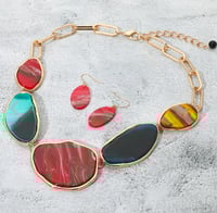 Image 2 of Abstract Sparkled Statement Necklace Set