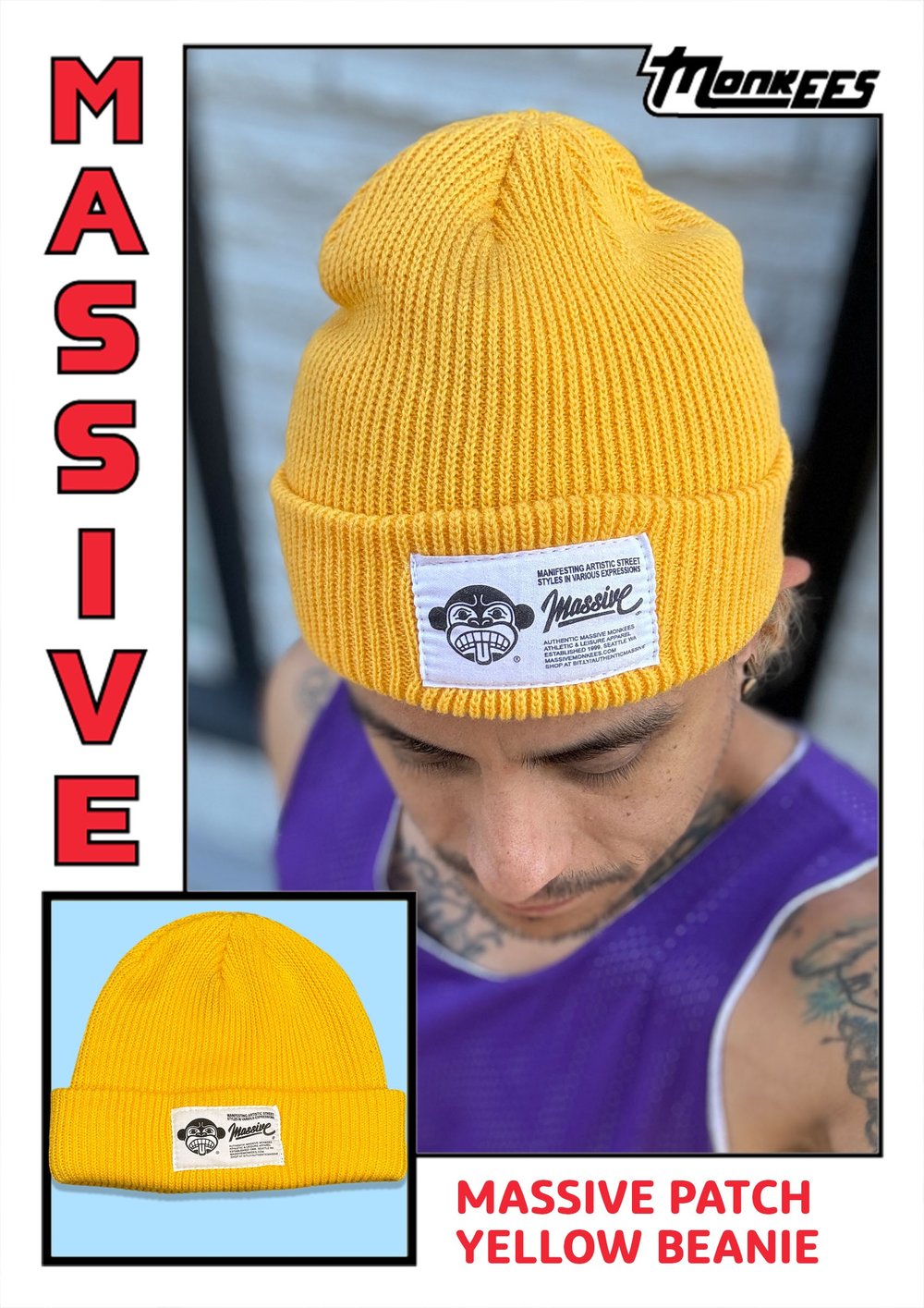 Massive Patch Beanie - Yellow