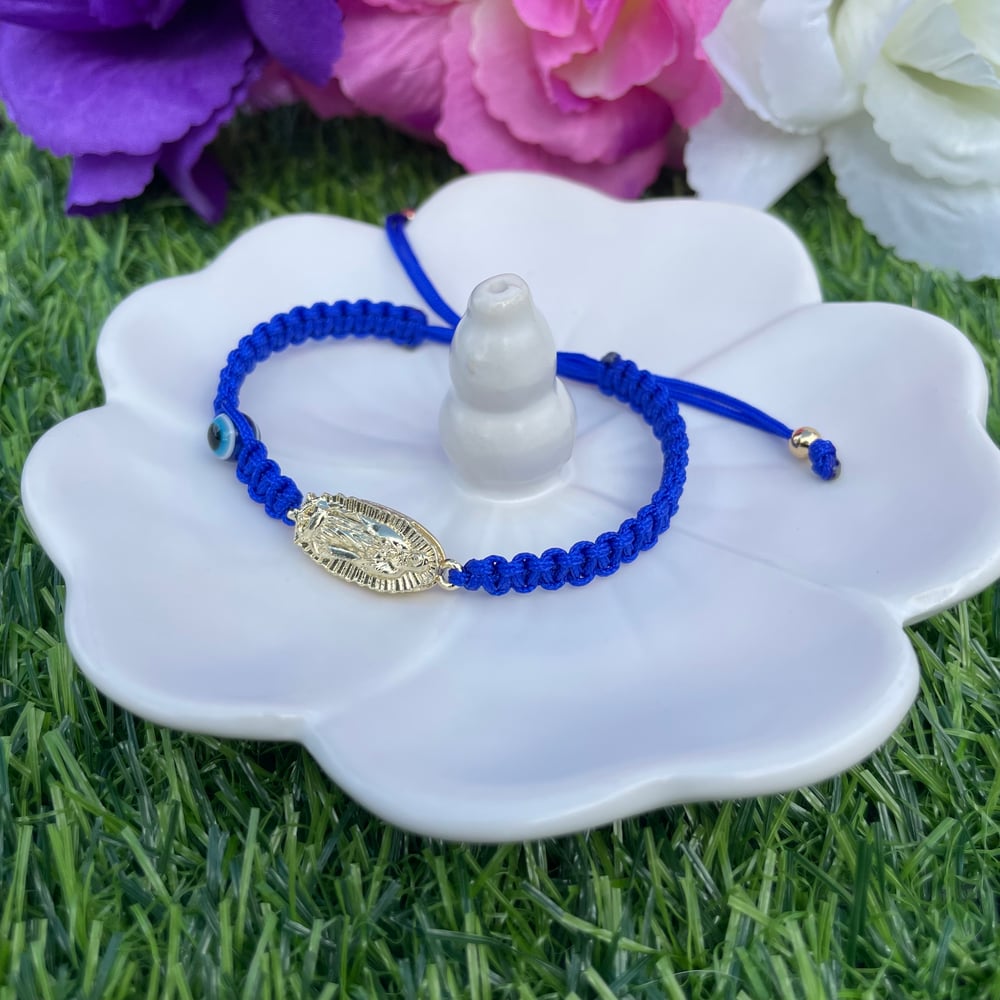 Virgencita blue bracelet with Evil eye