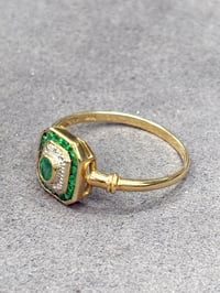Image 3 of Emerald and Diamond Oxtagonal Ring