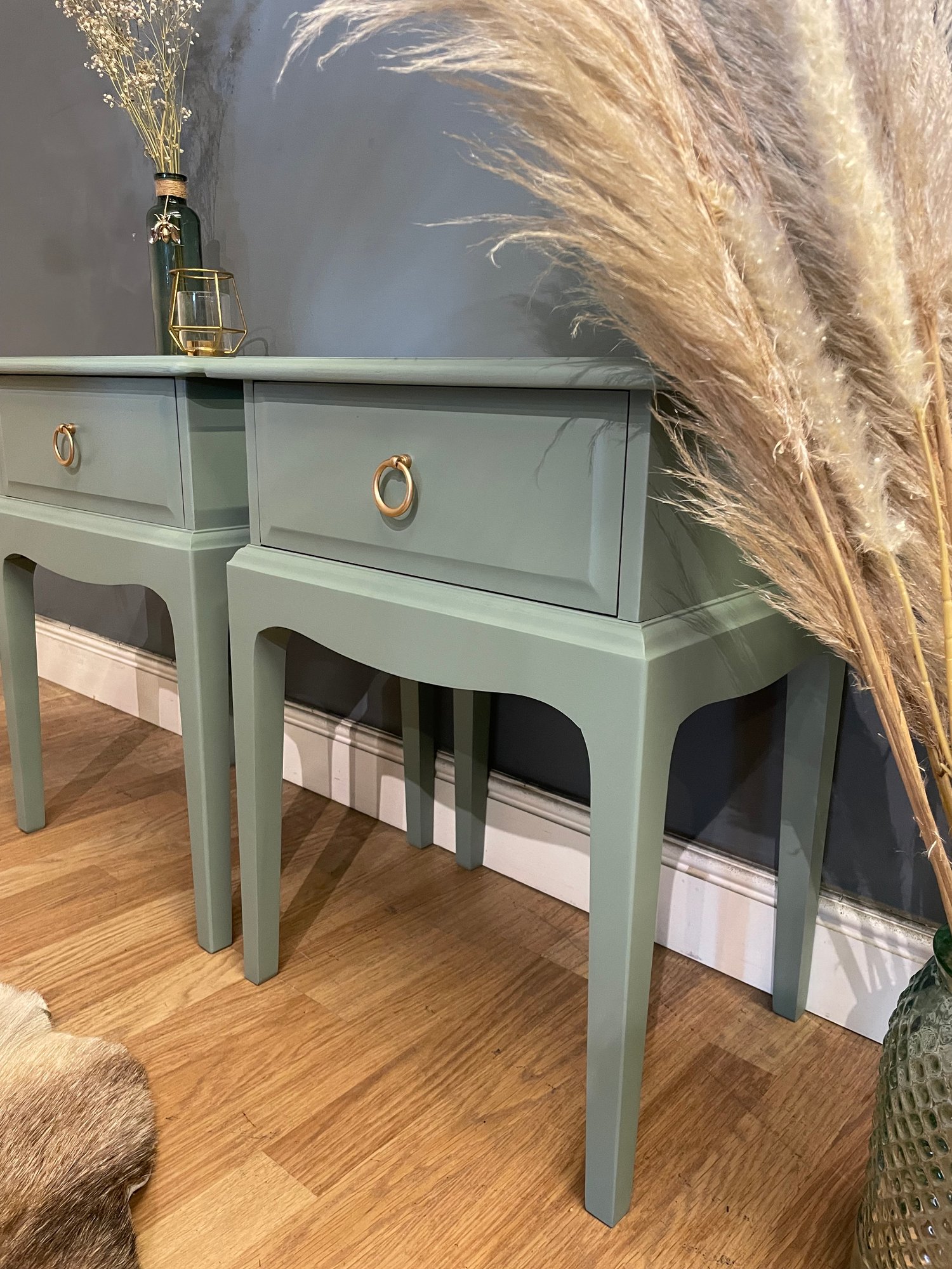 Image of Stunning Green stag bedside tables 