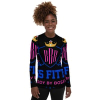 Image 1 of BOSSFITTED Black Neon Pink and Blue Women's Compression Shirt