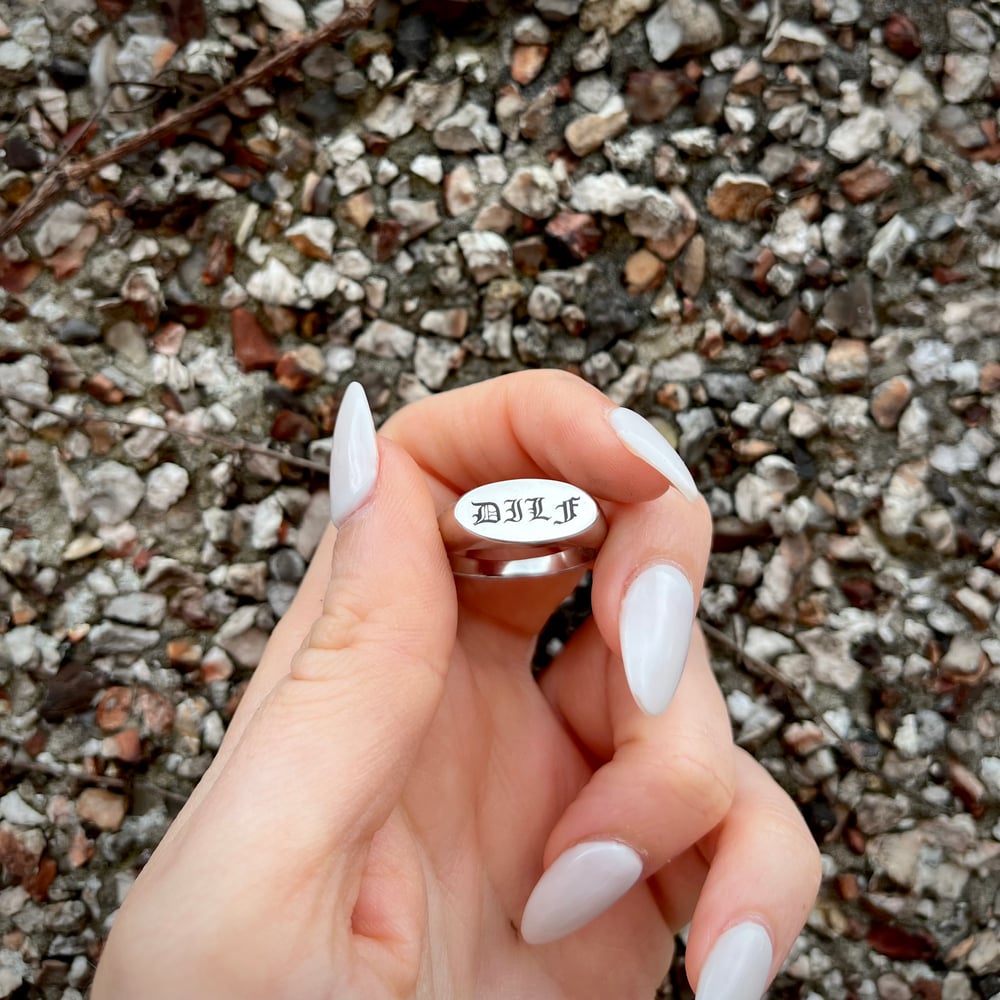 “Daddy” DILF Sterling Silver Rhodium Plated Signet Ring 