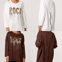 Image 2 of FOIL ROCK BACK ZIP SWEATSHIRT