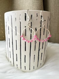 Image 2 of Pink Tourmaline (Silver) Small Hoop Earrings