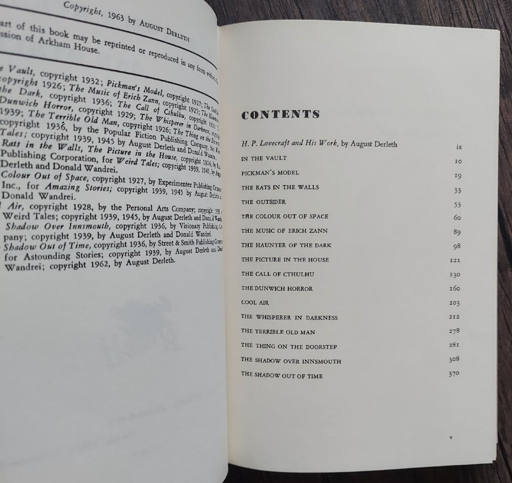 The Dunwich Horror and Others: The Best of H.P. Lovecraft -  ARKHAM 1st ed, 3rd printing