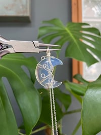 Image 3 of Opalite Silver  Moon Necklace