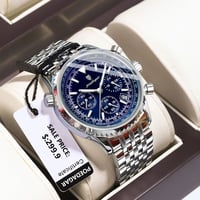Image 2 of POEDAGAR Business Man Watch Chronograph Date Waterproof Luminous Men's Watches Stainless Steel Trend