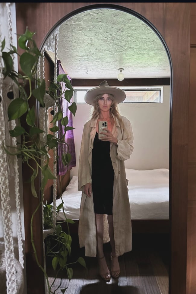 antique French linen artist's smock shop coat trench