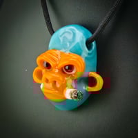 Image 2 of Smokin' Chimp in Opaque Aqua and Lava