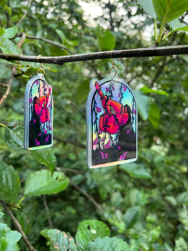 Image of Caught Up Holographic Acrylic Earrings 