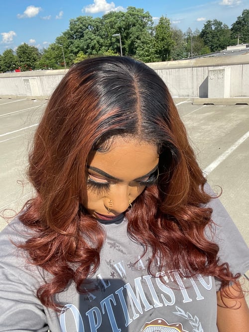 Image of "COPPER CRUSH" 20 inch lace CLOSURE WIG with LAYERS