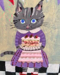 Image 3 of Original painting -strawberry cake 