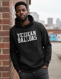 Image 1 of YB Black Eroded Print Heavy Blend Fleece Pullover Hoodie