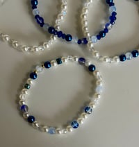Image 8 of Cream & Blue Celestial Tumbler Bracelet Stack 