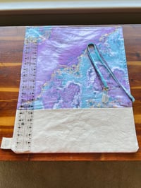 Image 2 of Handmade Canvas Brush Holder Amethyst Geode Print with Lemurian Crystals