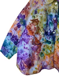 Image 4 of 4X PLUS 100% Cotton Oversized Chore Coat in Earthy Rainbow Ice Dye