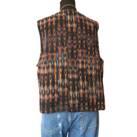 Image 3 of Vintage 1990s Ikat Hand Woven Cotton Vest by Chicos -Womens Size L 