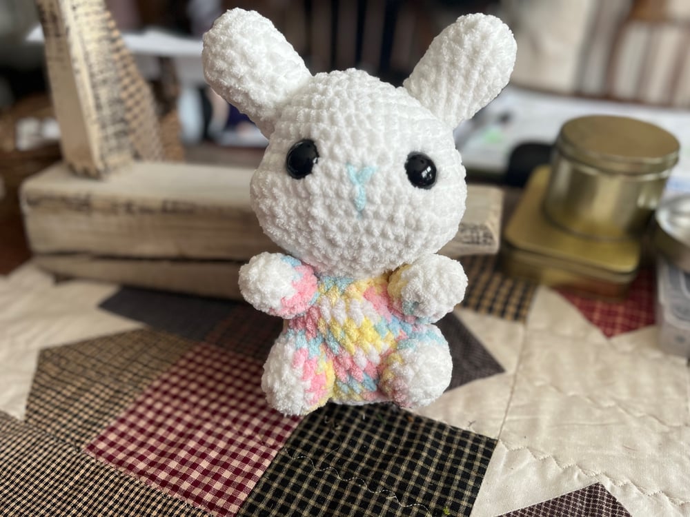 Image of Crochet bunny with chubby cheeks