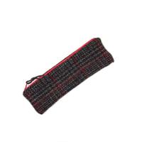 Image 4 of Saville Row Harris Tweed Slimline Pencil Case Charcoal & Red