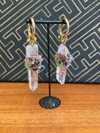 Image 3 of Rose gold gemstone tree quartz wrapped ear weights