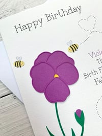 Image 2 of Handmade February Violet Birth Flower Card - Elegant Birthday Card for February Birthdays