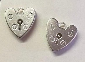 Image of Silver Heart Padlock Studs