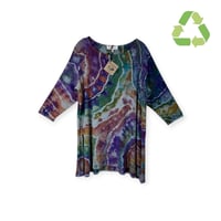 Image 1 of ♻️ UPCYCLED 1X Plus Jersey Knit Tunic Top in Earthy Geode Ice Dye