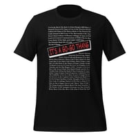 Image 1 of LOVE DC GOGO "IT'S A GOGO THANG" Dark Unisex Tee - White Text/Red title (see color options)