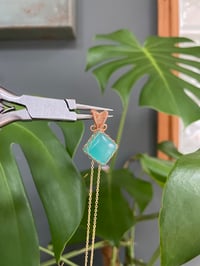 Image 5 of Gold Ice Amazonite Diamond Crystal Necklace