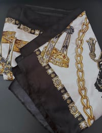 Image 2 of Black & White Silk Head Scarf 