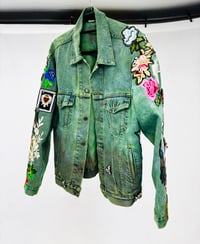 Image 1 of Flower Patchwork Denim Jacket