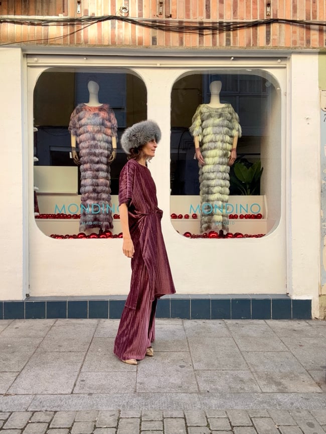 DARK PINK PLEATED VELVET KAFTAN