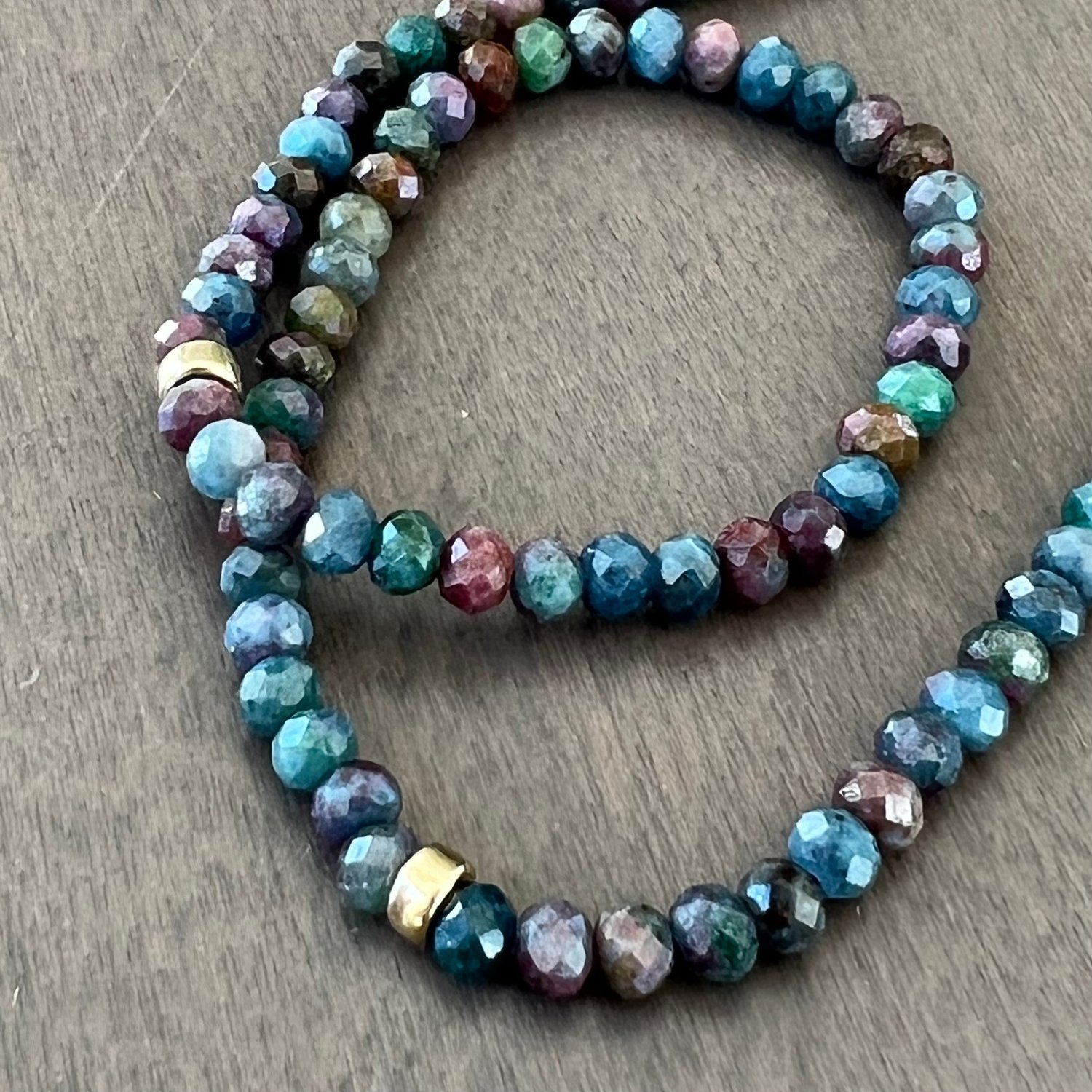 Image of Ruby, Kyanite, & Fuchite Necklace with 14k Gold