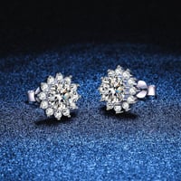 Image 2 of NeeTim 1CT Moissanite Earring For Women Girl 925 Sterling Silver Sparkling Diamond Ear Studs Wedding