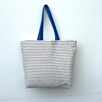 Image 5 of Red, White and Blue Braid Ticking Tote 