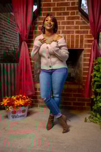 Image 2 of Off Shoulder Button Down Sweater