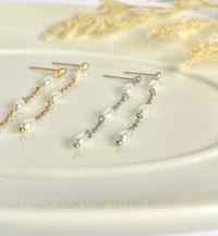 Image 2 of Hanging Chain & Pearls Earrings