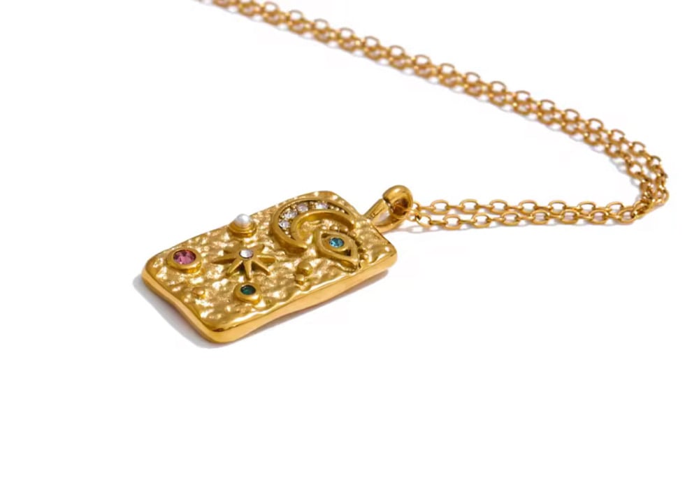 Image of ESTRELLA 18ct Gold Plated Celestial pendant necklace 