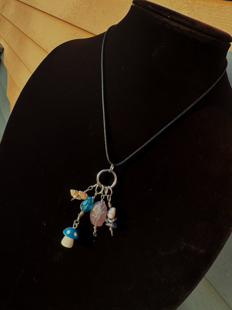 Image of "Go with the Flow" Necklace w/ Sodalite, Lepidolite, & Seashells