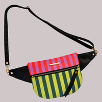 Image 6 of Pink & green striped crossbody