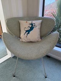 Image 2 of Whippet Cushion Cover - Teal whippet & ball copy