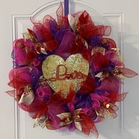 Image 1 of Purply Pink Valentine Wreath