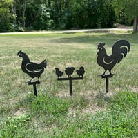Image 1 of Rooster, Chicken and Baby Chicks Set