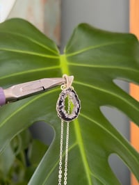 Image 1 of Silver Black Druzy Geode Crystal Necklace 