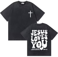 Image 1 of Vintage Christian Jesus Shirt (Jesus Loves You V1)