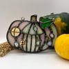 White Iridescent Pumpkin House Suncatcher
