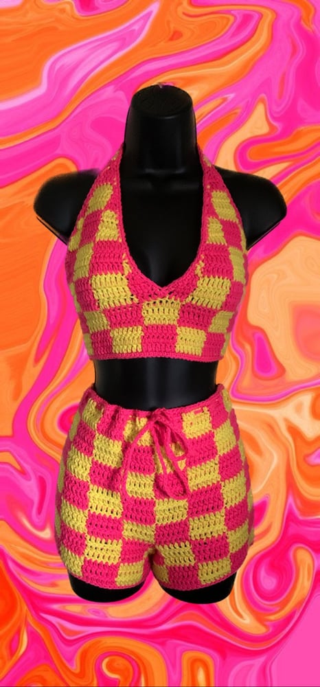 Image of Checkered 2pc Halter Set